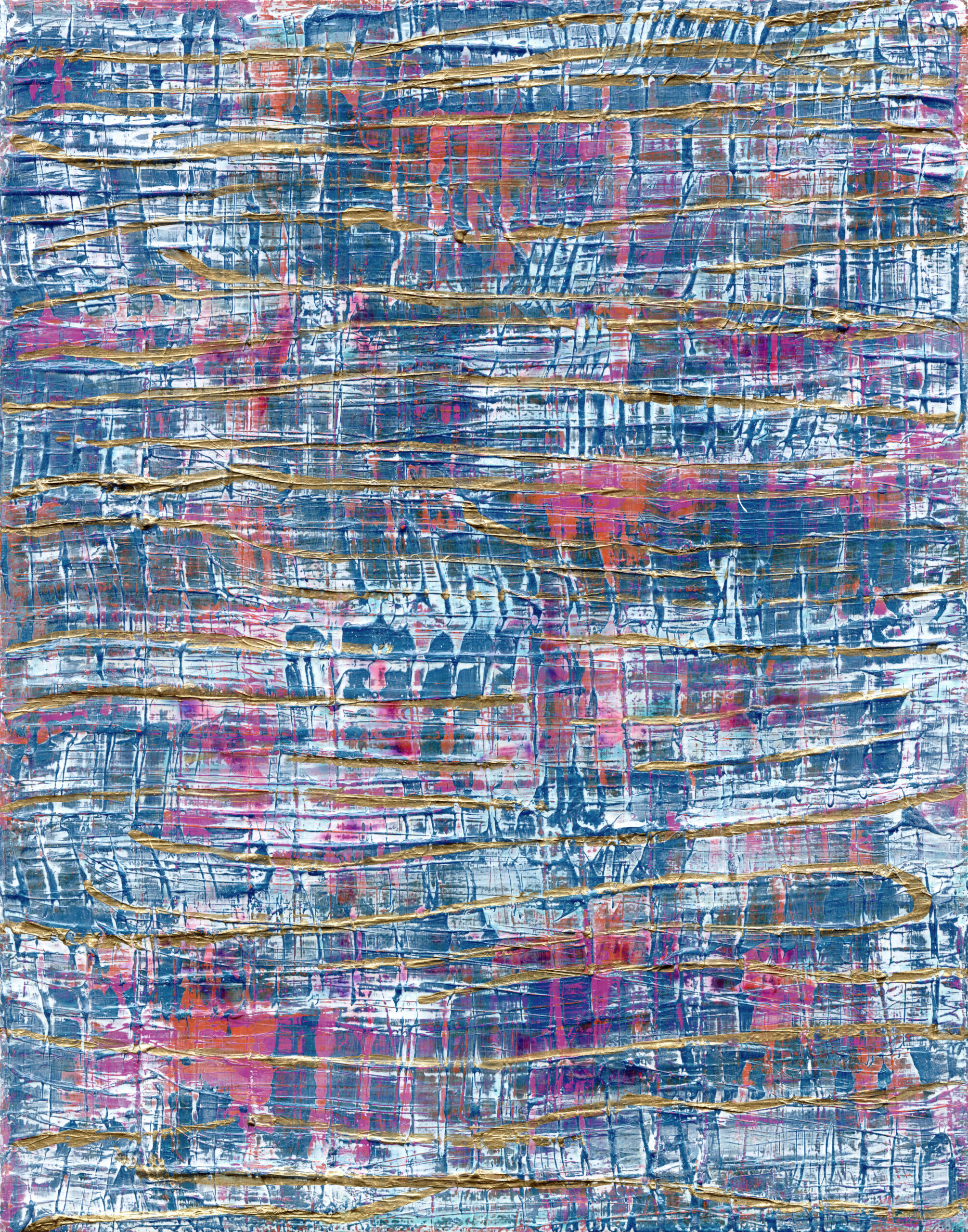 Blue Plaid, Gold Waves