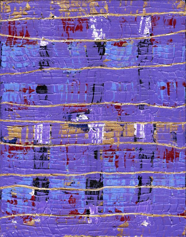 Violet, Blue, Red Abstract Painting close up