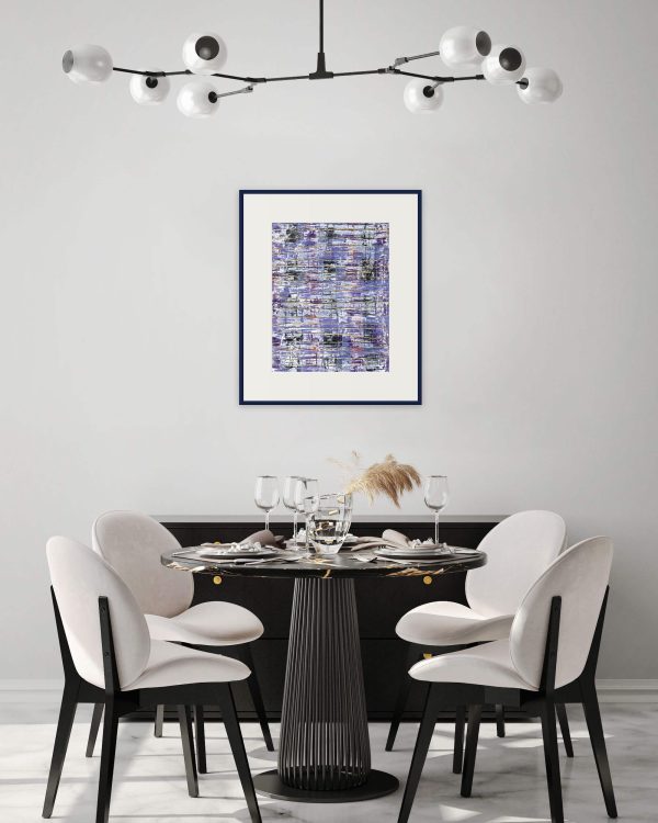 Purple Plaid, Gold Waves above dining table