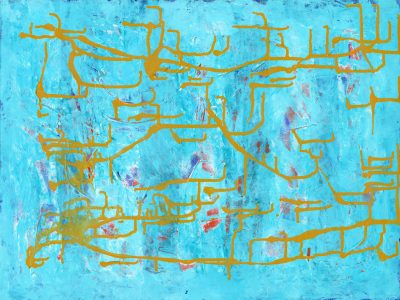 Golden Satellite Station Painting